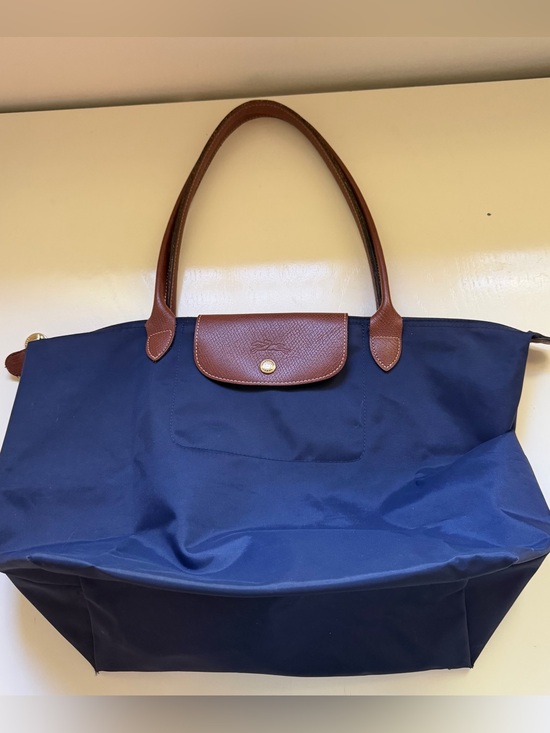 Longchamp Handbags - Longchamp La Pliage Tote Navy Blue Nylon Leather Classic Authentic